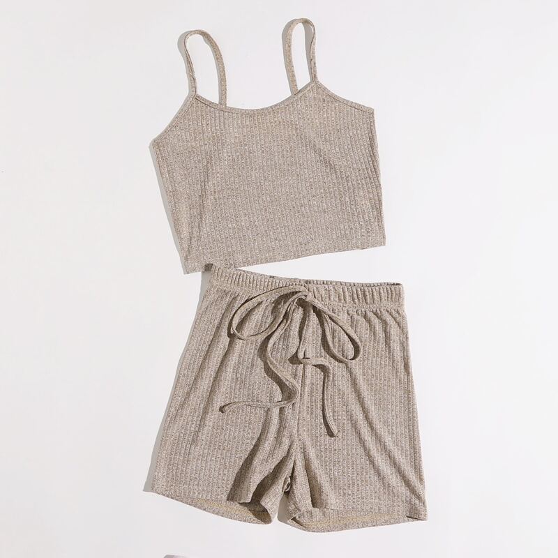 

Crop Cami Top & Tie Front Shorts, Khaki