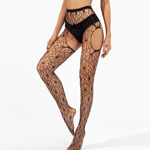 

Cut Out Sheer Tights Without Panty, Black