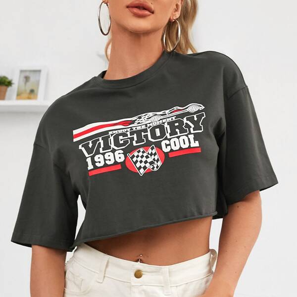 

Letter & Car Print Tee, Grey