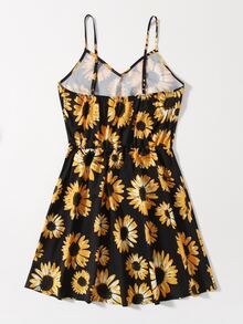 SHEIN Vestido de tirantes con estampado de girasol - Multicolor - Ver 2