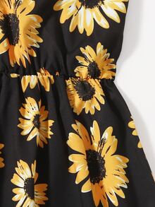 SHEIN Vestido de tirantes con estampado de girasol - Multicolor - Ver 5