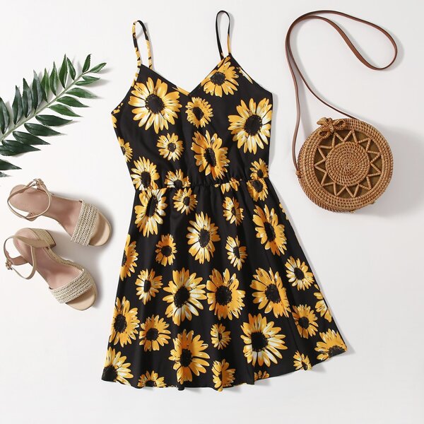 

Sunflower Print Cami Dress, Multicolor