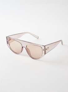 Kính thời trang gọng phẳng với tròng kính màu - Màu be - Xem 3