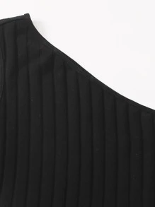 SHEIN Drawstring Ruched Bodycon Dress - Black - View 3