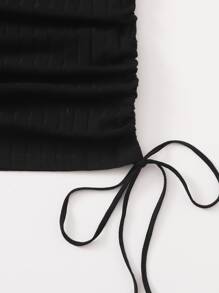 SHEIN Drawstring Ruched Bodycon Dress - Black - View 5