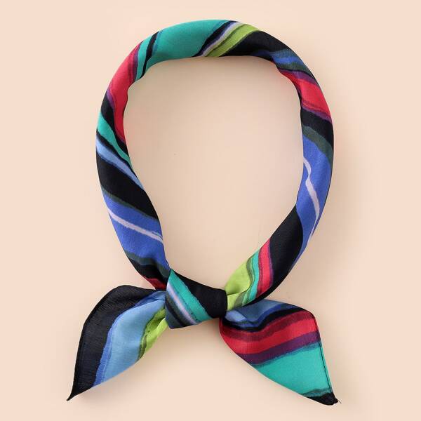 

Striped Pattern Bandana, Multicolor