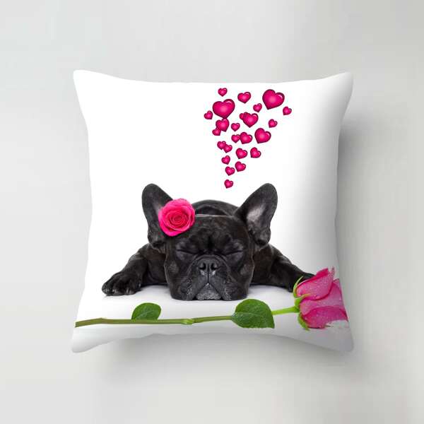 

Dog Print Cushion Cover Without Filler, Multicolor