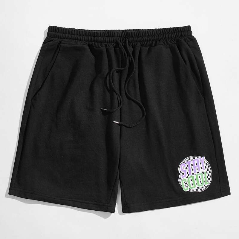 

Guys Letter Drawstring Shorts, Black