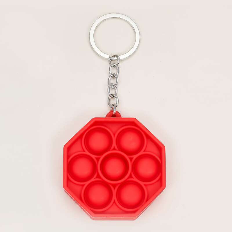 

Octagon Stress Relief Keychain, Red