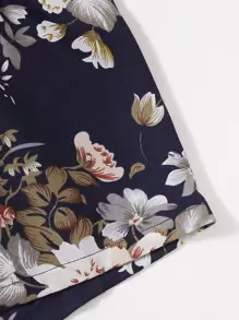 SHEIN VCAY Shorts floral de cintura fruncido - Multicolor - Ver 5