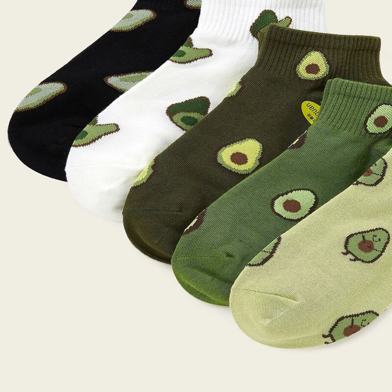 

5pairs Avocado Ankle Socks, Multicolor
