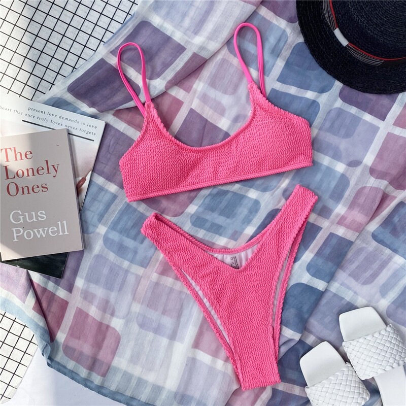 

High Cut Bikini Swimsuit, Hot pink
