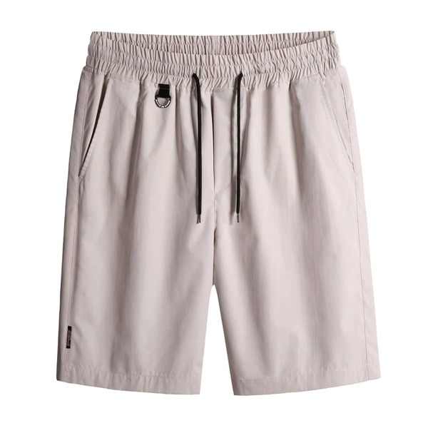 

Men Drawstring Waist Slant Pocket Shorts, Khaki