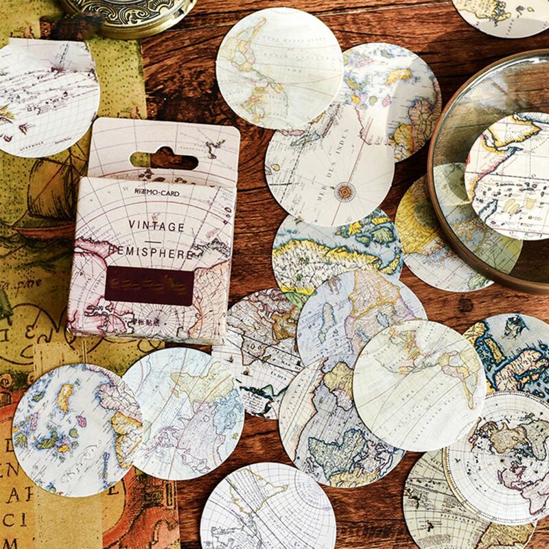 

46pcs World Map Round Sticker, Multicolor