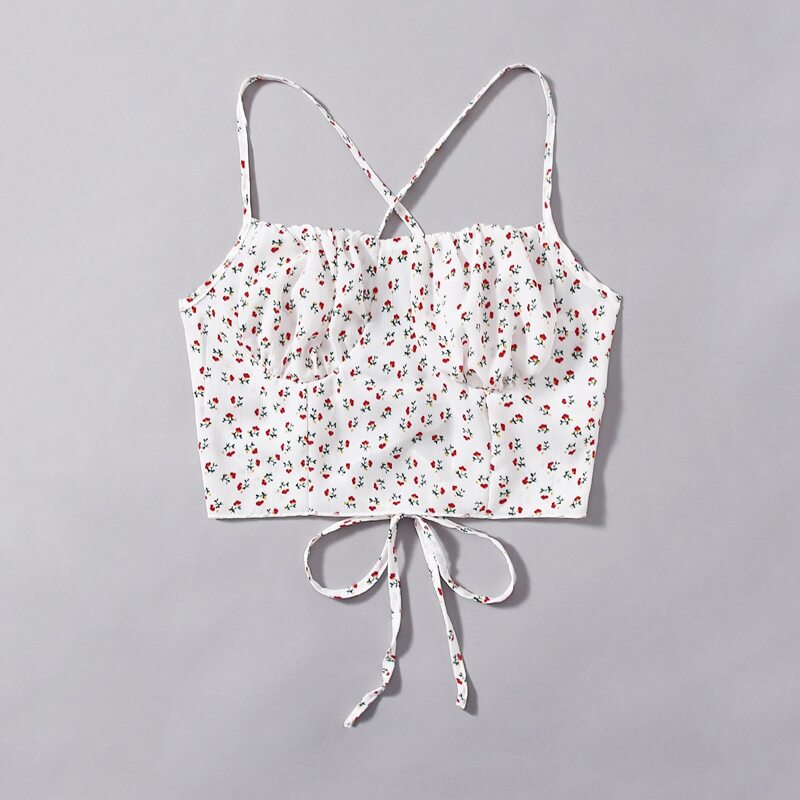 

Ditsy Floral Crop Cami, White