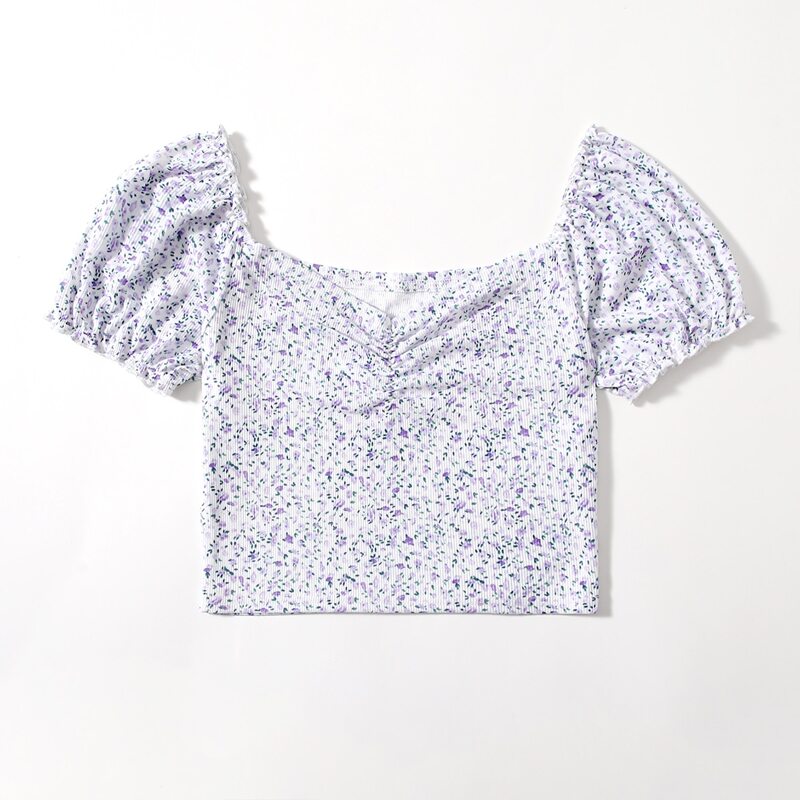 

Ditsy Floral Ruched Crop Top, Multicolor