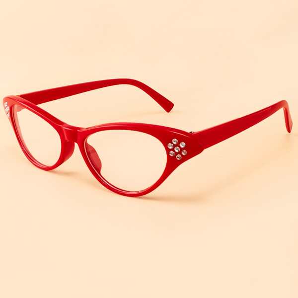 

Rhinestone Decor Cat Eye Eyeglasses