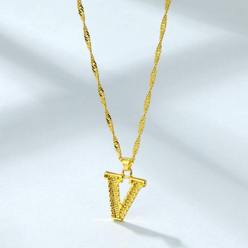 

Letter V Pendant Necklace, Gold