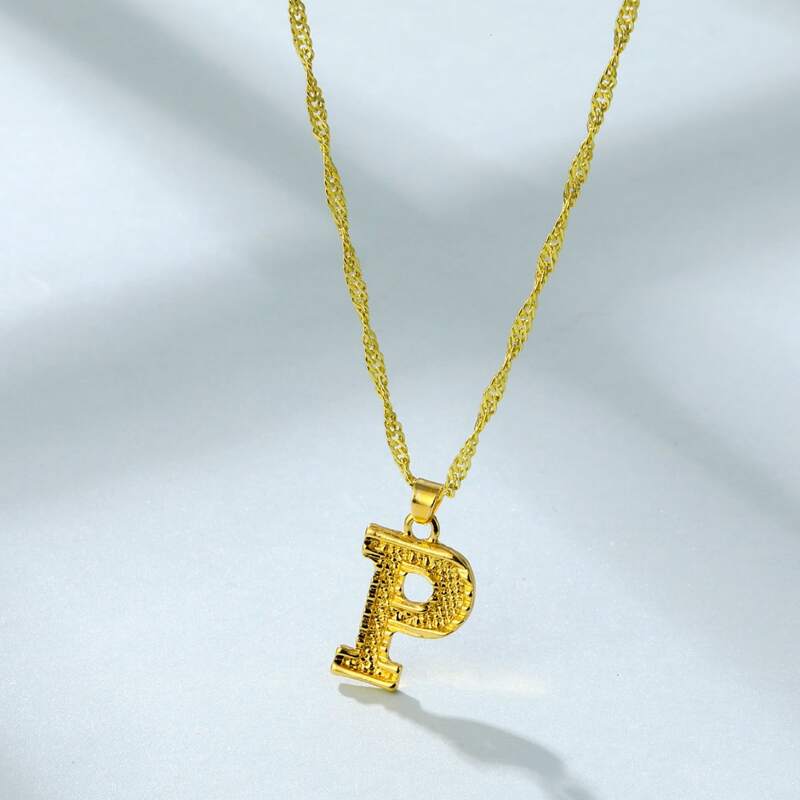 

Letter P Charm Necklace, Gold