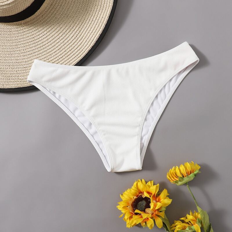 

Plain Rib Bikini Bottom, White