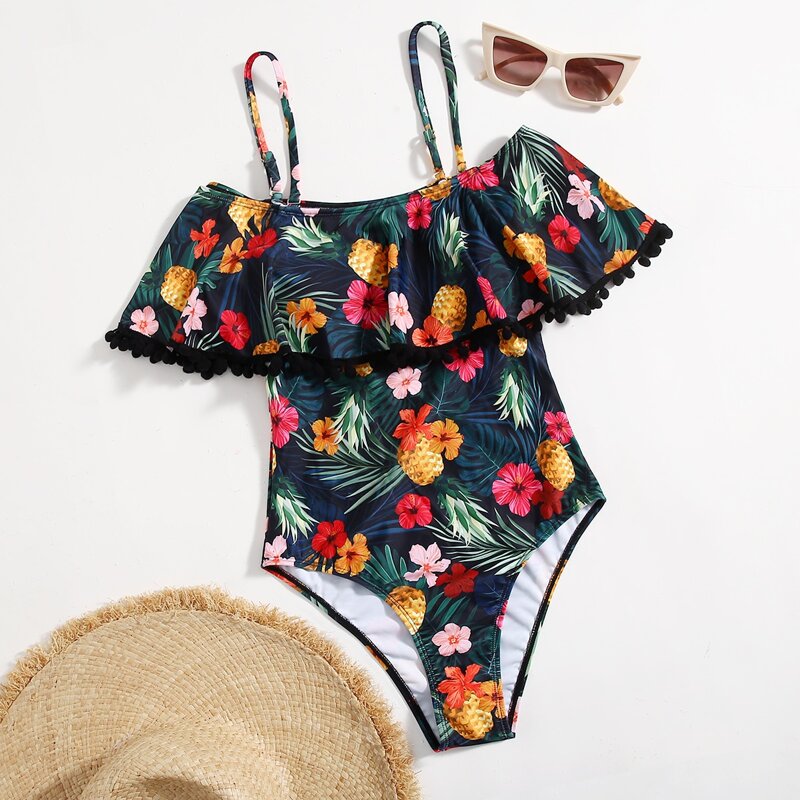 

Tropical Ruffle One Piece Swimsuit, Multicolor