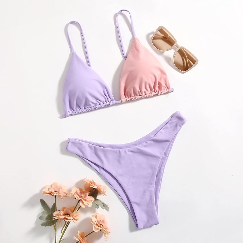 

Color Block Bikini Swimsuit, Multicolor