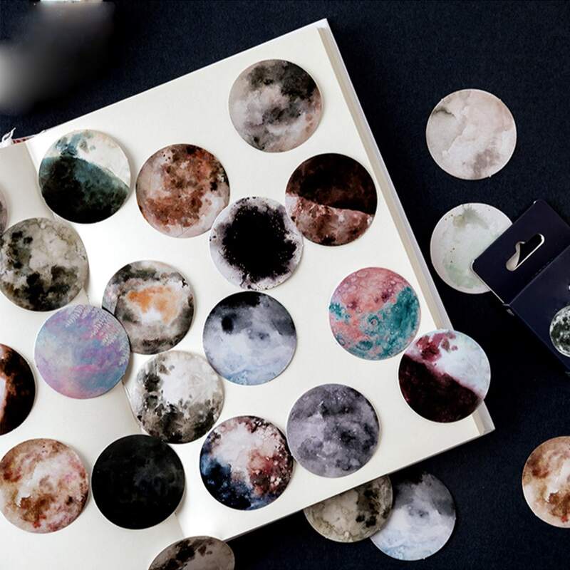 

46pcs Planet Round Sticker, Multicolor
