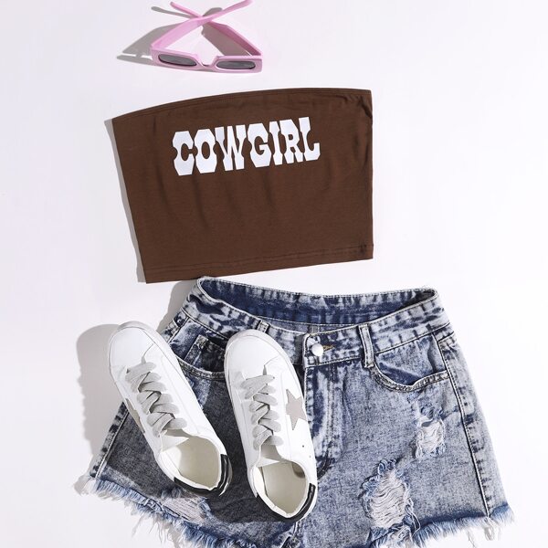 

Letter Graphic Tube Top, Chocolate brown