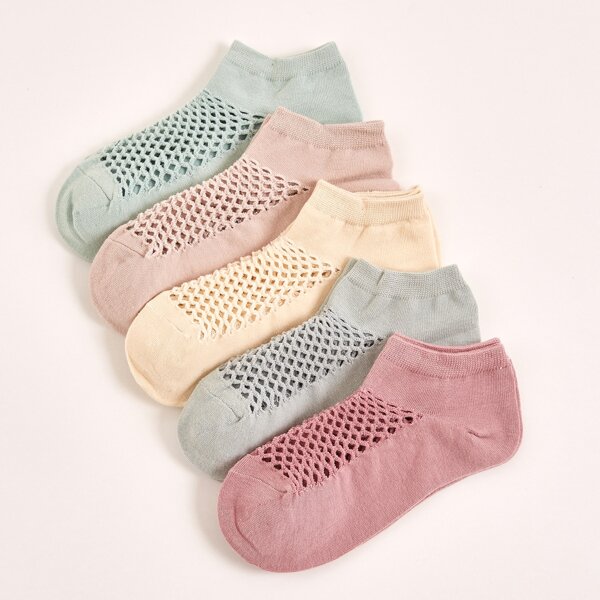 

5pairs Solid Ankle Socks, Multicolor