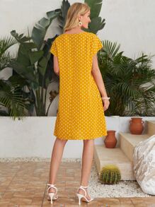 SHEIN Polka Dot Dress - Yellow - View 2