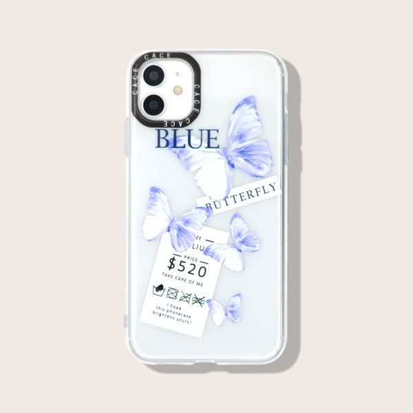 

Butterfly Print Phone Case, Clear