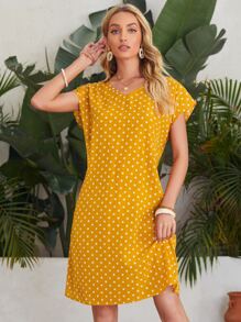 SHEIN Polka Dot Dress - Yellow - View 5