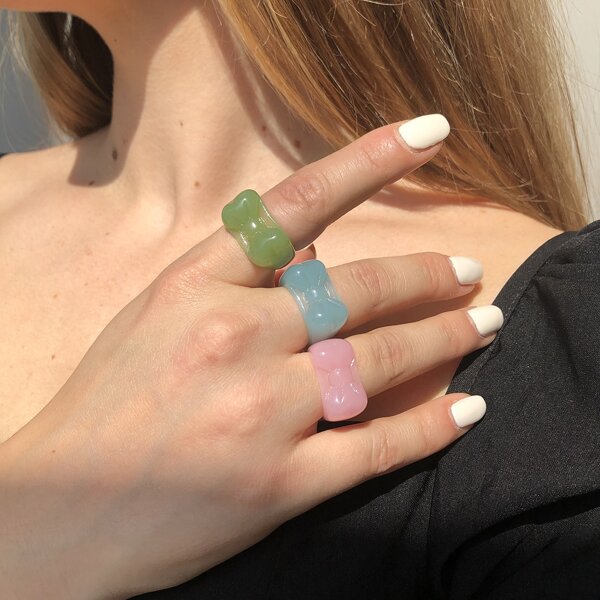 

3pcs Resin Ring, Multicolor