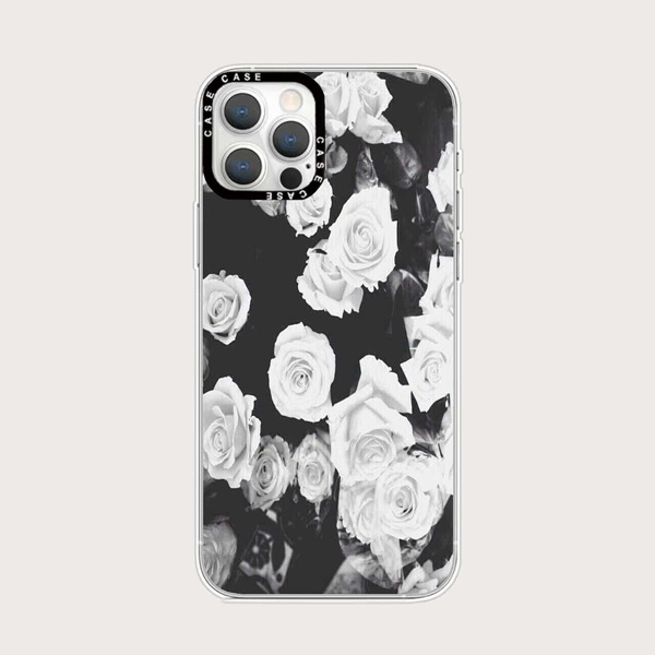 

Flower Pattern Phone Case, Black and white