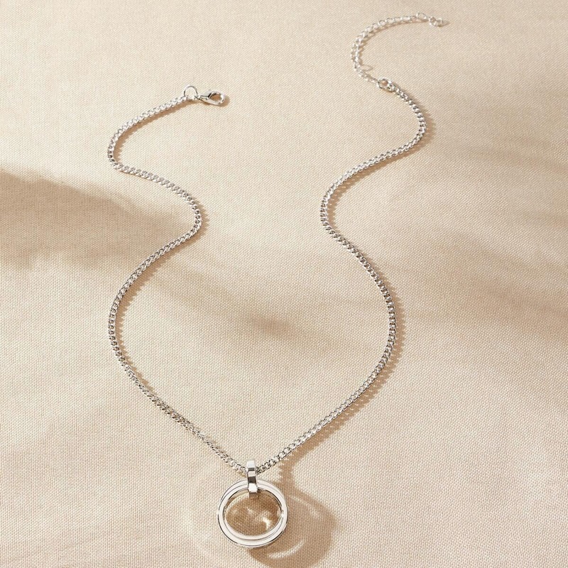 

Guys Ring Pendant Necklace, Silver