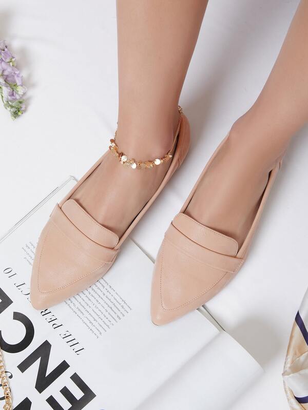 Vegan Leather Pointed Toe Ballet Flats SHEIN USA