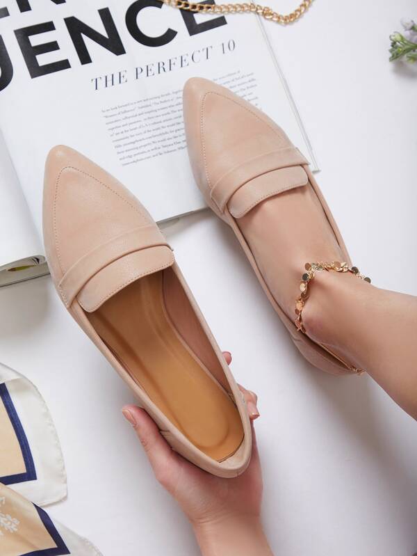 Vegan Leather Pointed Toe Ballet Flats SHEIN USA