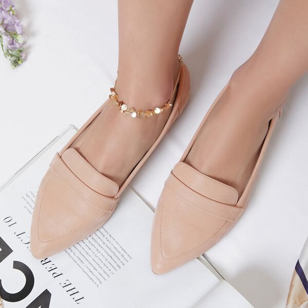 

Vegan Leather Pointed Toe Ballet Flats, Dusty pink