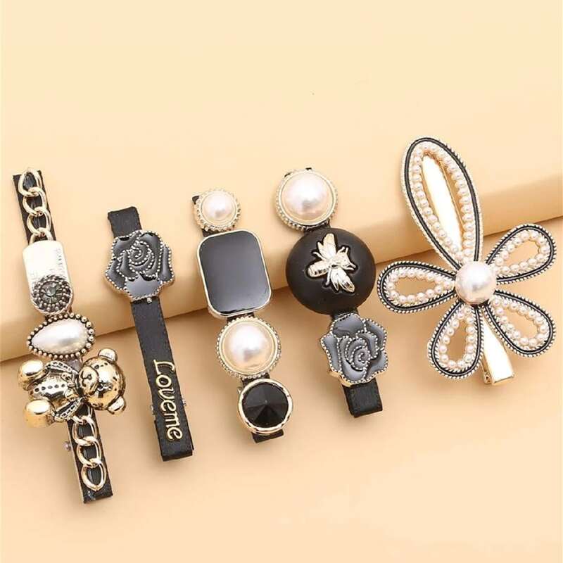 

5pcs Faux Pearl Floral Hair Clip, Multicolor