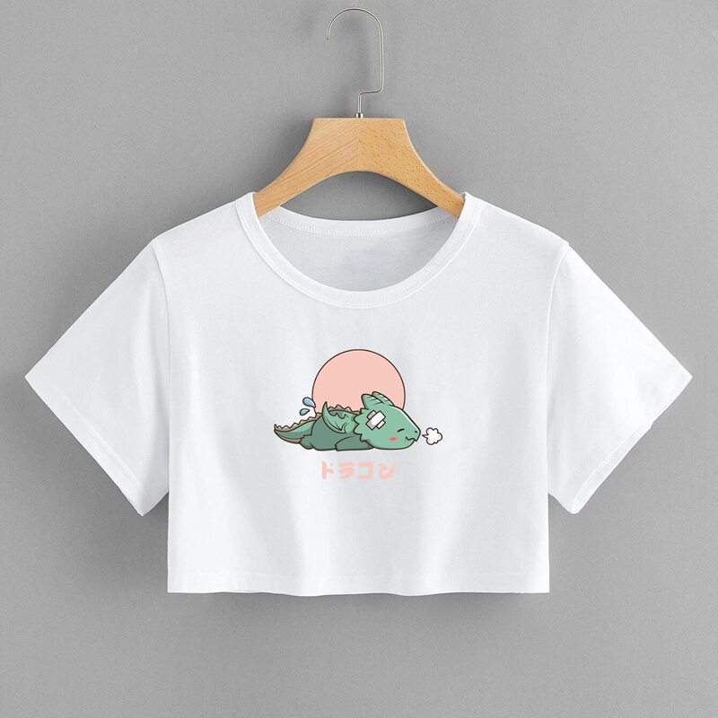 

Cartoon Graphic Crop Tee, White