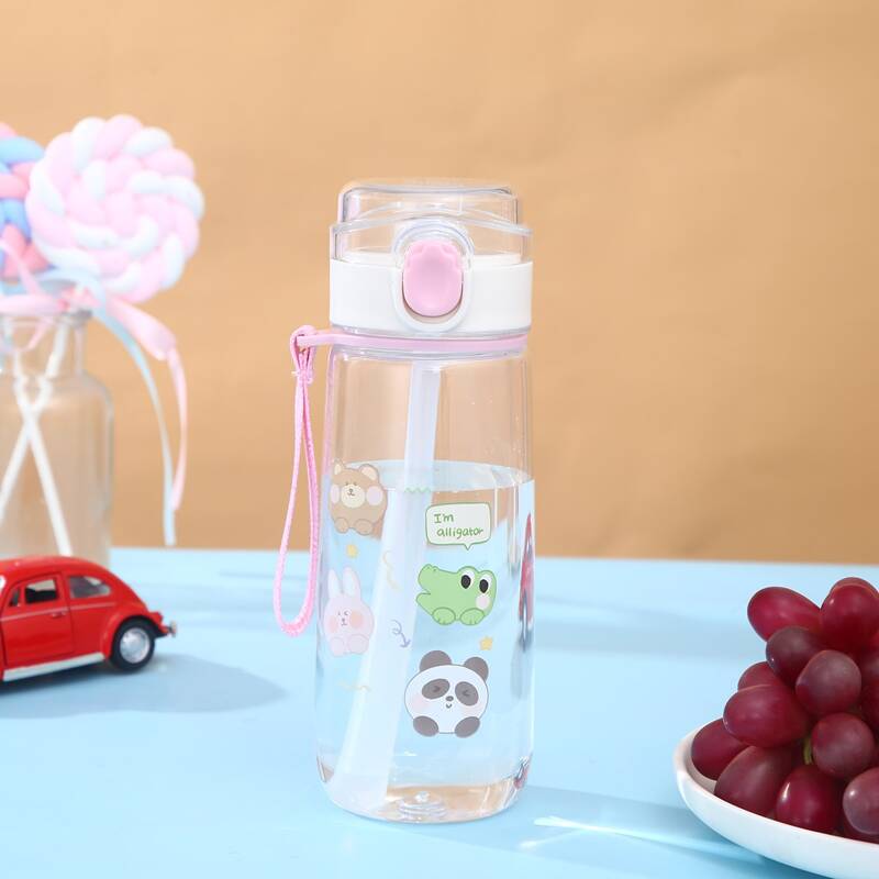 

1pc Cartoon Graphic Straw Cup, Clear