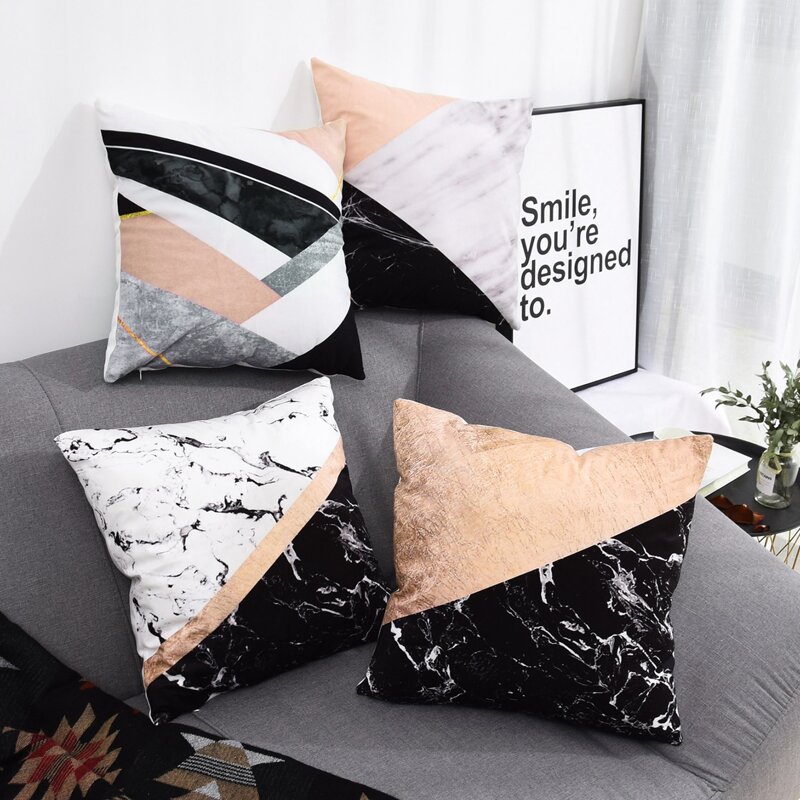 

Color Block Marble Cushion Cover 1pc, Multicolor