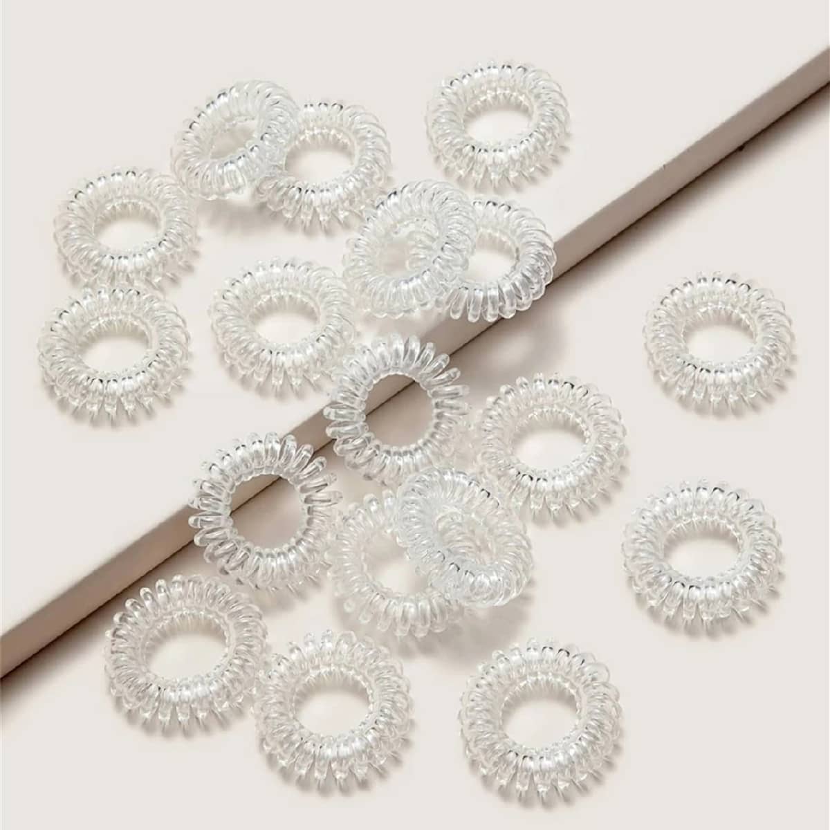 

18pcs Clear Coil Hair Tie, Bright