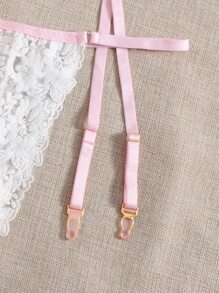 3pack Floral Embroidered Mesh Garter Lingerie Set - Multicolor - View 4