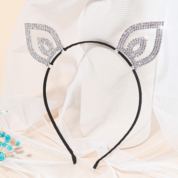 

Rhinestone Ear Design Headband, Silver