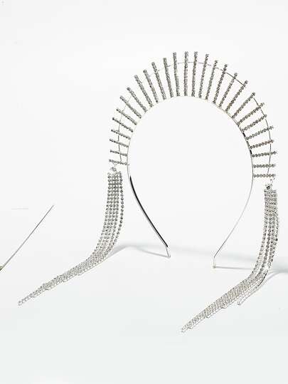 Diadema con fleco con diamante de imitación