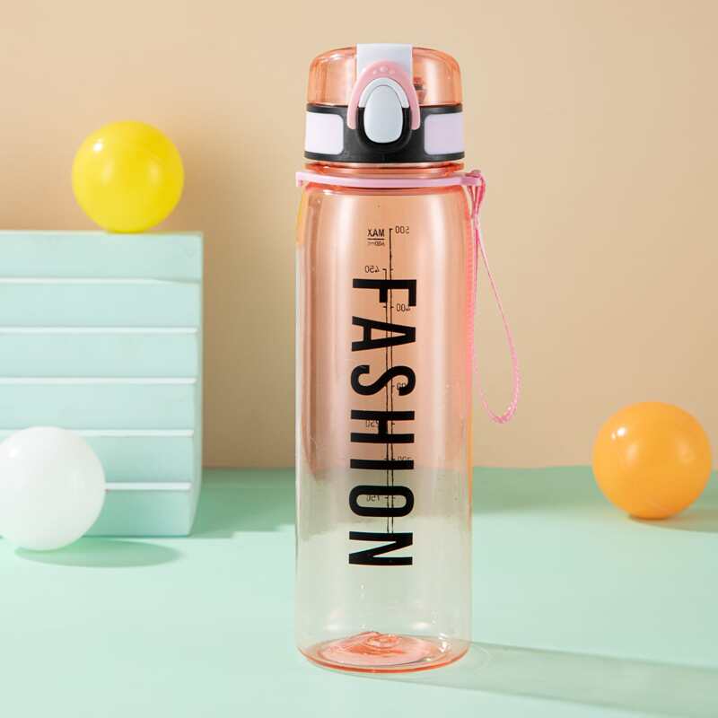 

1pc Letter Graphic Water Bottle, Pink