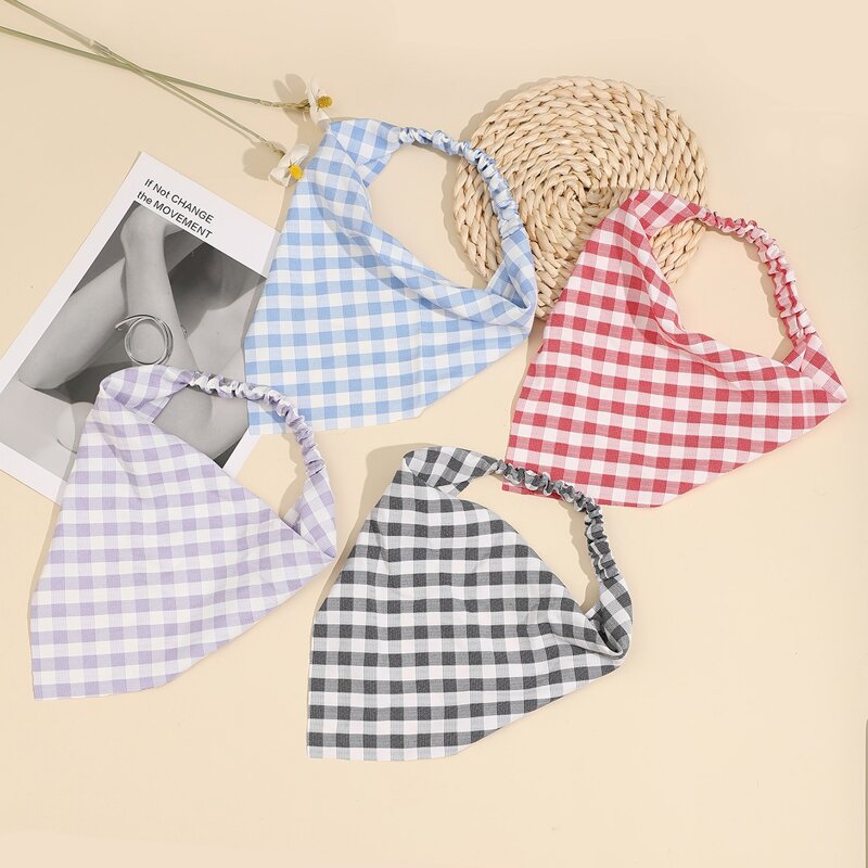 

4pcs Plaid Hair Band, Multicolor