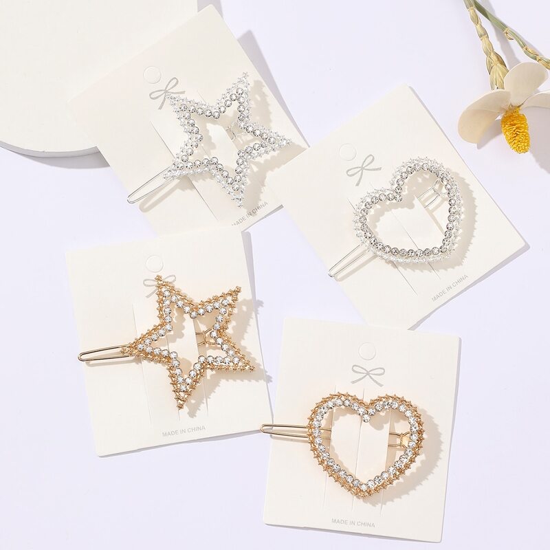 

4pcs Rhinestone Star Decor Hair Clip, Multicolor