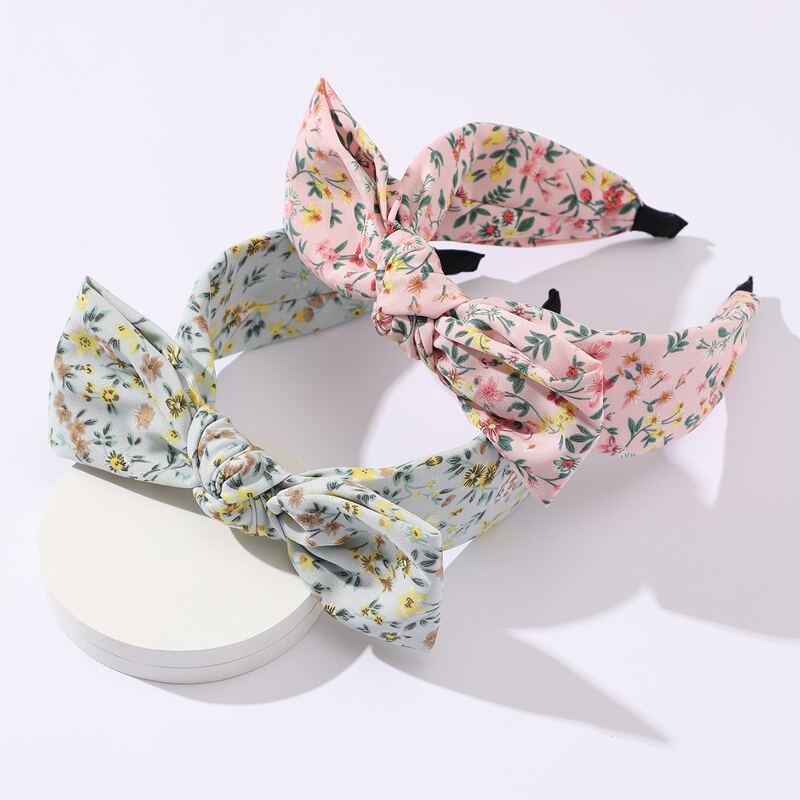 

2pcs Bow Knot Decor Headband, Multicolor